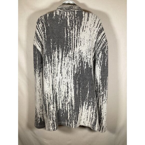 ZARA Button-up Shirt Shacket Abstract Shades of Grey Soft Large Dark Boho 90's - Picture 5 of 8